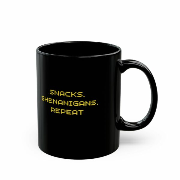 Funcle Fuel Black Mug - Snacks, Shenanigans, Repeat - Image 2